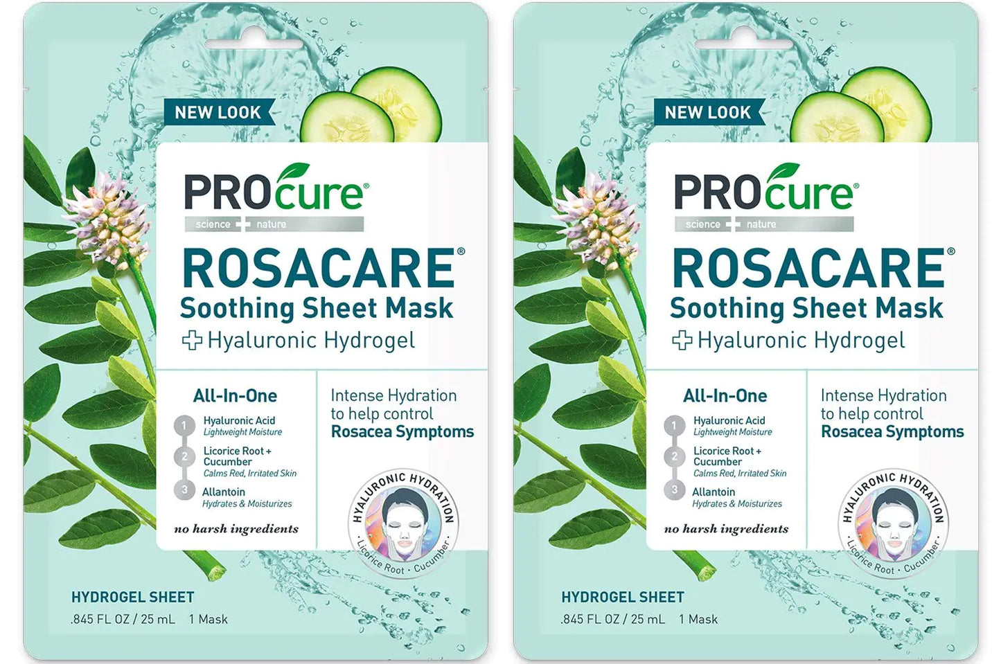 PROcure Rosacare Soothing Sheet Face Mask with Hyaluronic Hydrogel for Rosacea Symptoms 2 Masks