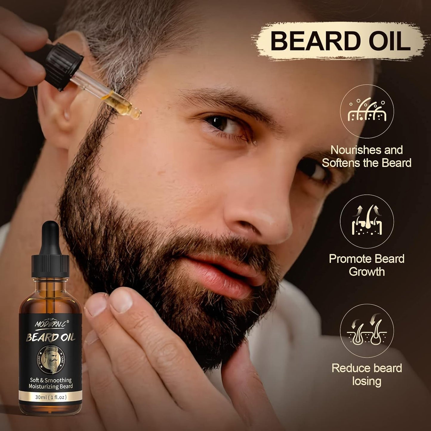 💧 Beard Wash + Oil + Balm + Grooming Tools Set