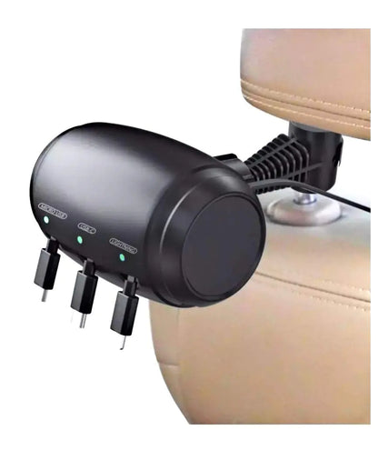 W&A Tech Multi Car Retractable Cord 3 in 1 Power Charging Station Car Charger USB With A Additional Magnetic Phone Holder