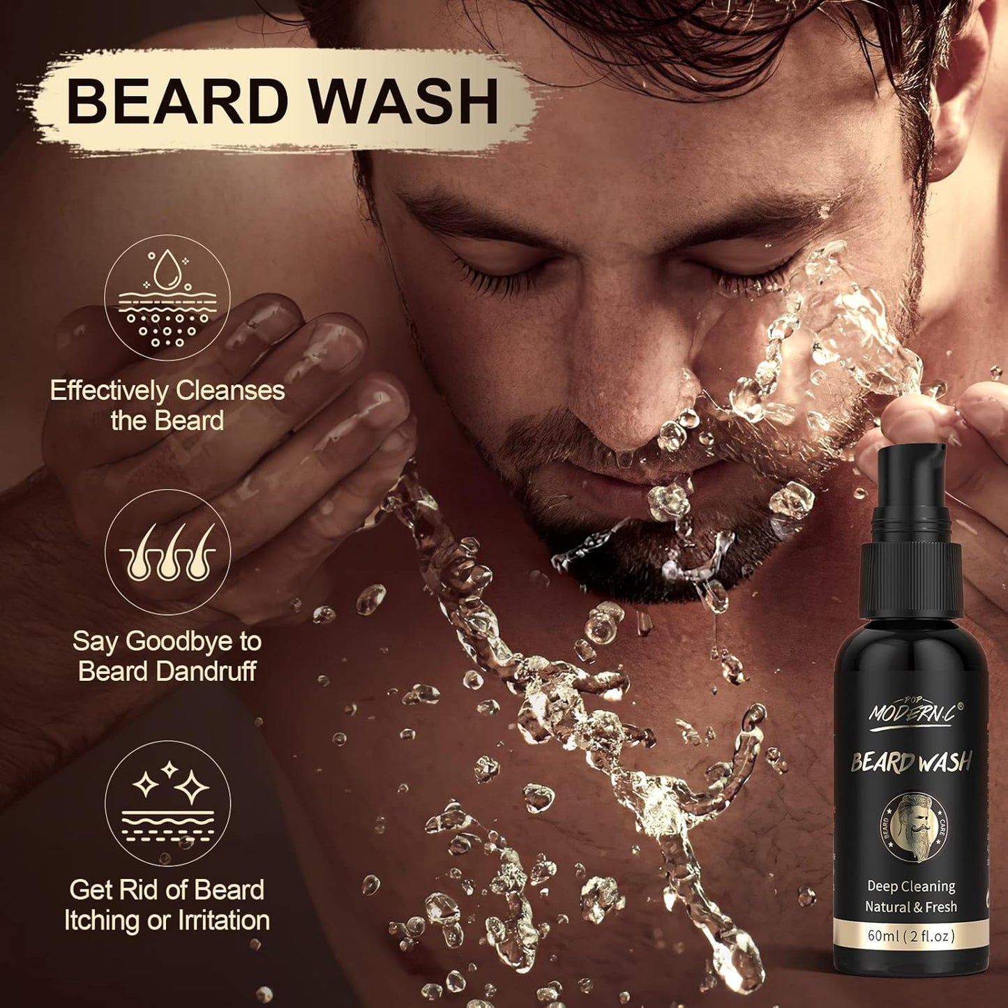 💧 Beard Wash + Oil + Balm + Grooming Tools Set