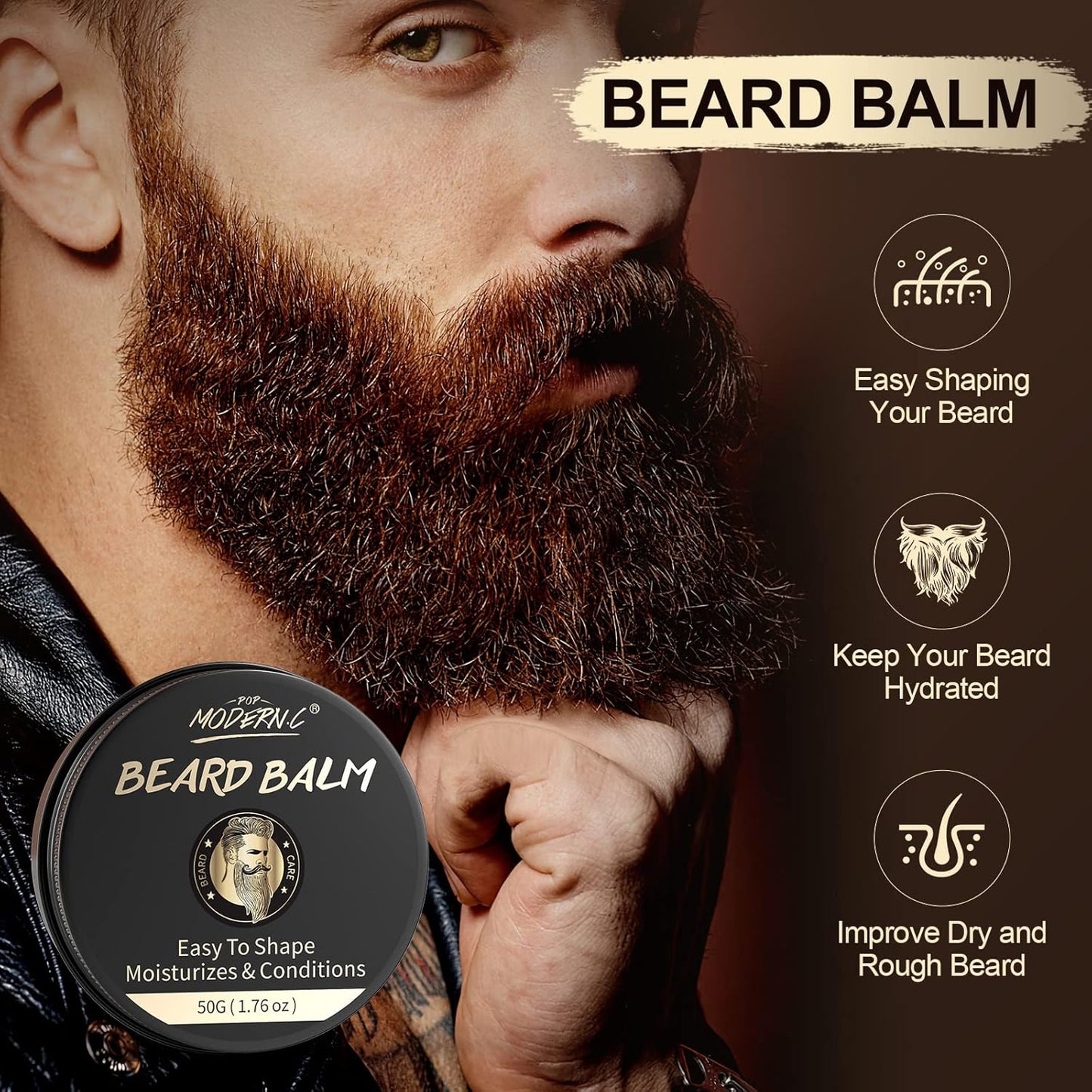 💧 Beard Wash + Oil + Balm + Grooming Tools Set