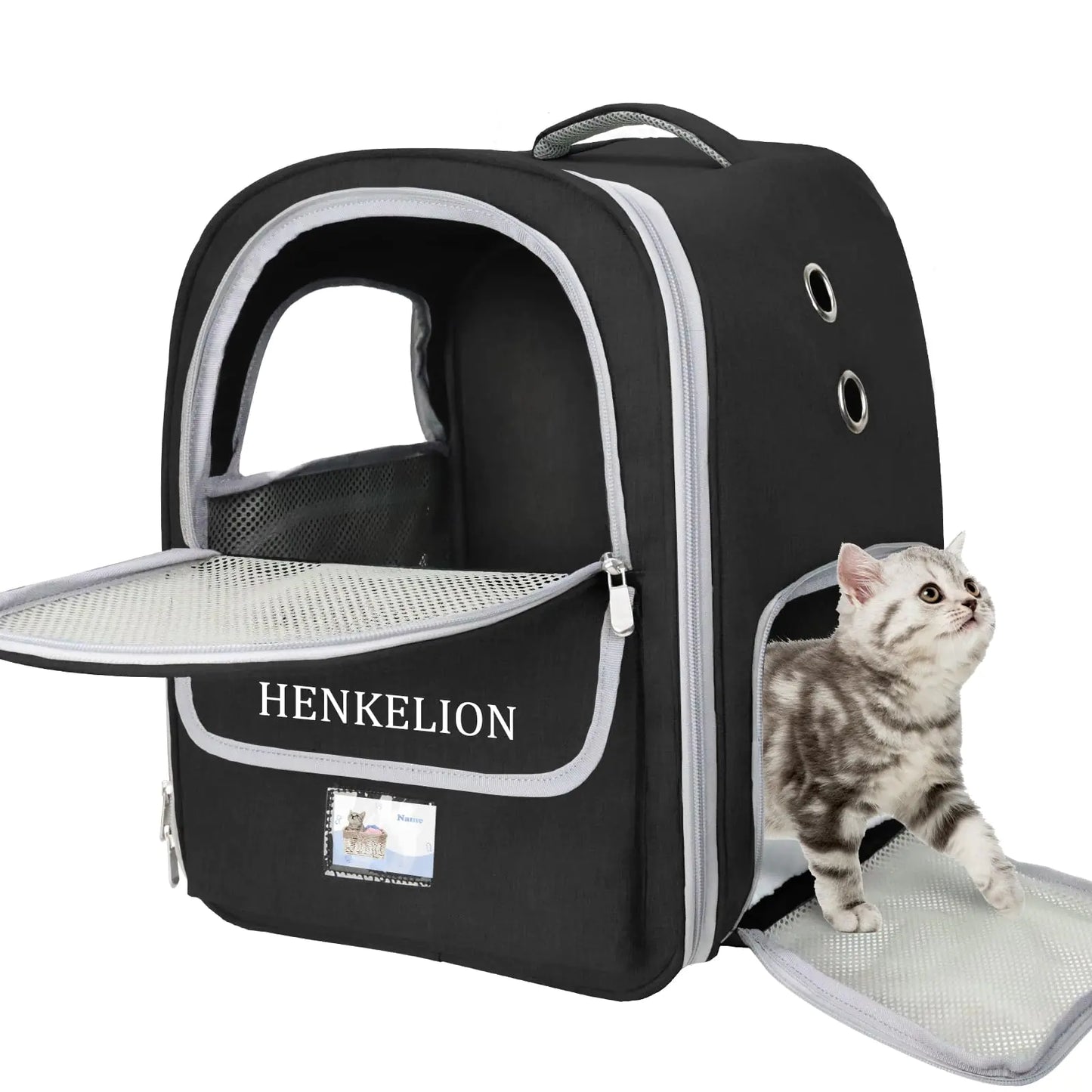Henkelion Backpack Carrier with Breathable Mesh for Small Medium Dogs Cats Puppies Pet Carrier for Hiking Travel Outdoor Use - Black