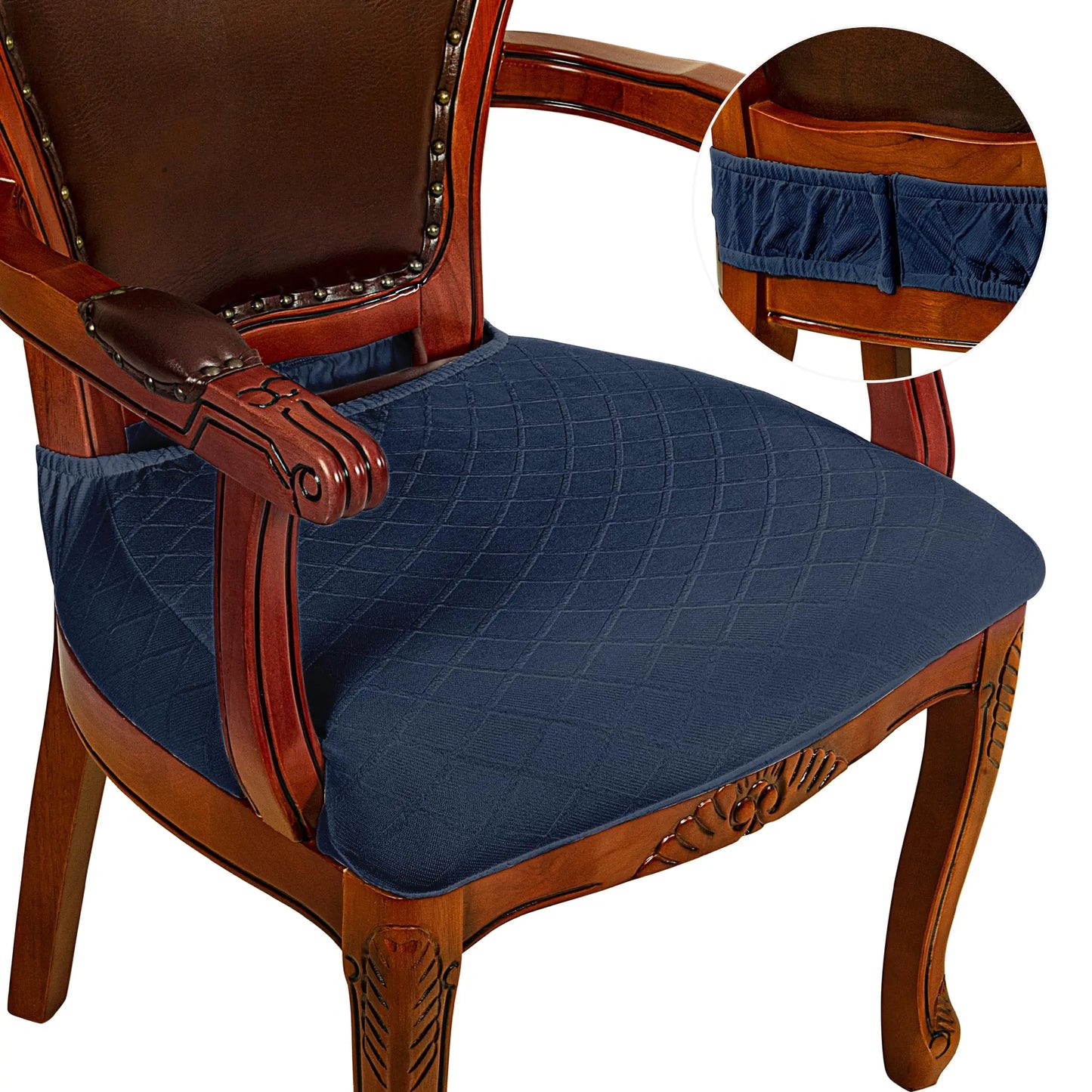 CZL Dining Room Chair Seat Covers Set of 2 Upgraded Zipper Black Chair Covers for Dining Room Stretch Jacquard Dining Chair Slipcover Removable Washable