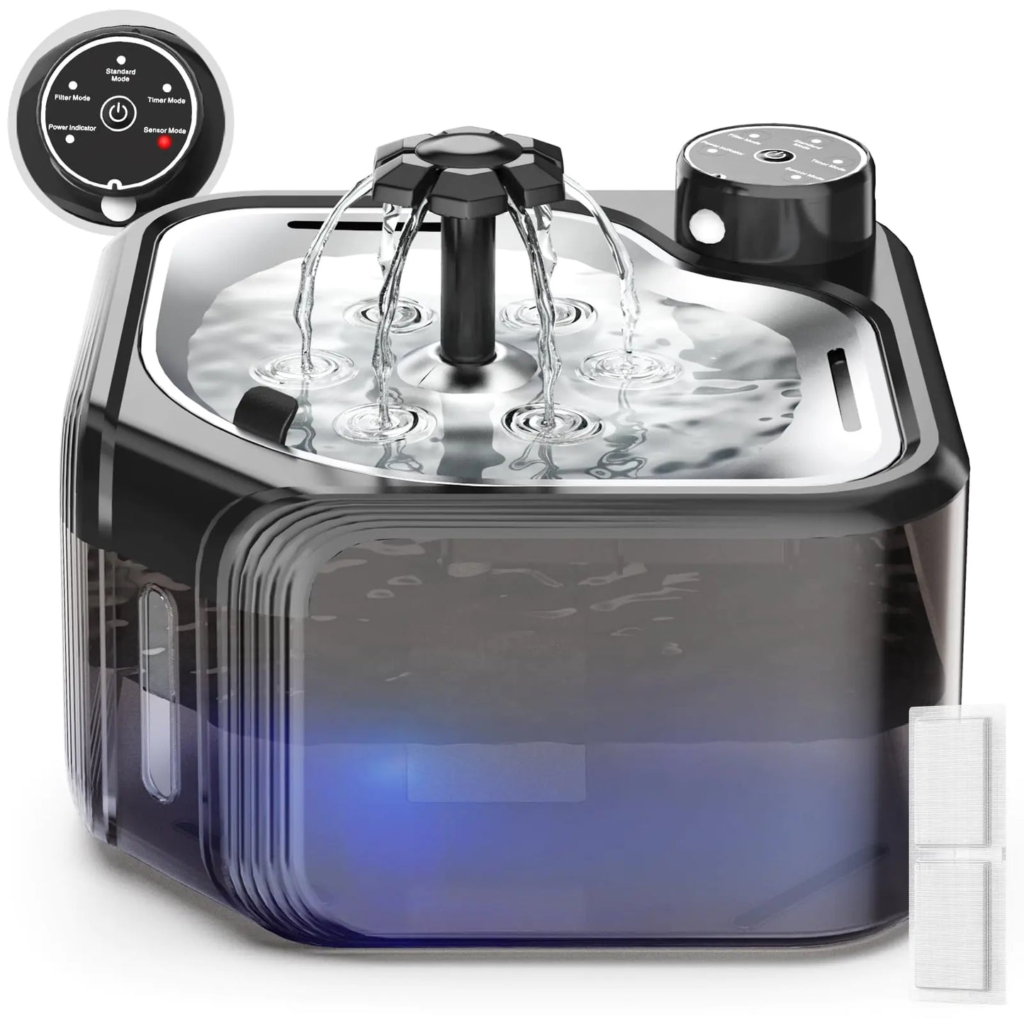 ShuxT Battery Operated Cat Water Fountain 2.8L/95oz Wireless Cat Water Fountain Automatic Pet Water Fountain Ultra Quiet Water Fountains for Cats Indoor Motion Sensor BPA-FreeStainless Steel Lid