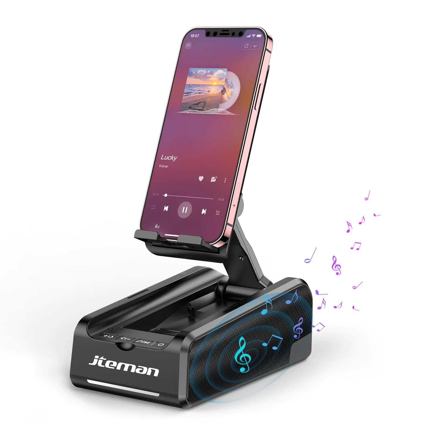 JTEMAN Phone Stand Wireless Bluetooth SpeakerDesktop Kitchen Gadgets Phone StandPortable Phone Stand with SpeakerGifts for Women and Men