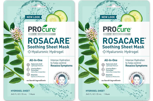 PROcure Rosacare Soothing Sheet Face Mask with Hyaluronic Hydrogel for Rosacea Symptoms 2 Masks