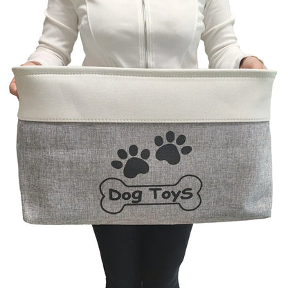 CPAKOWLGOO Large Dog Toy Basket Collapsible Dog Toy Box Shape Keeping Rectangle Dog Toy Bin for Pet ToysAccessories