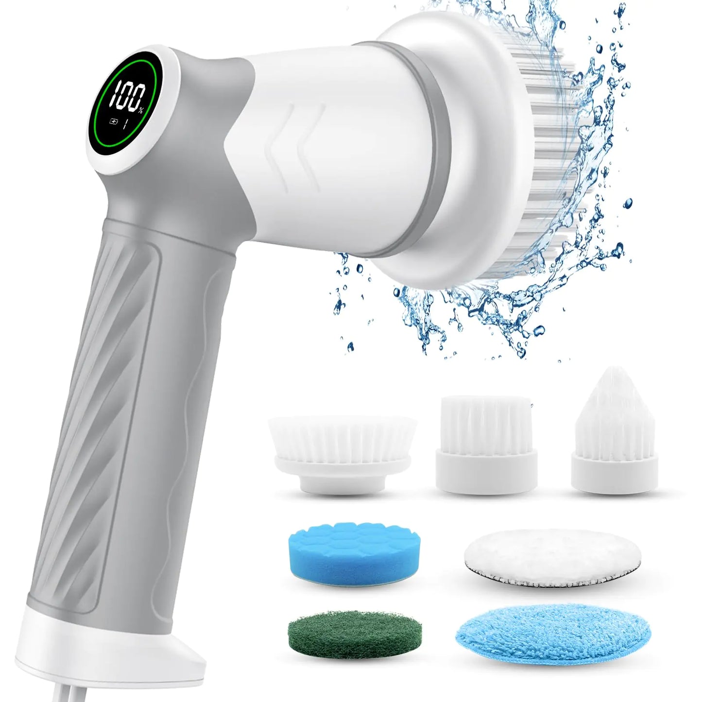 Kecoreay Electric Spin Scrubber Bathroom Full-Body IPX7 Waterproof Electric Cleaning Brush with 7 Replacement Heads Intelligent Shifting Shower Scrubber for Cleaning BathroomTile Floor