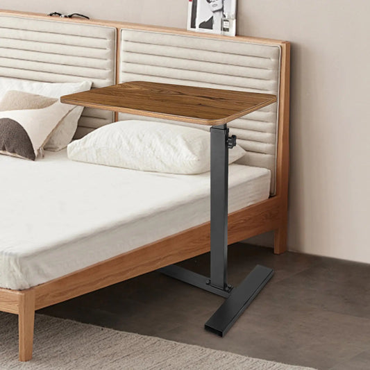 GENDLTHIJ Bed Side Table with Wheels Adjustable Home Use Bed Table Rolling Laptop Table (Standard Walnut)