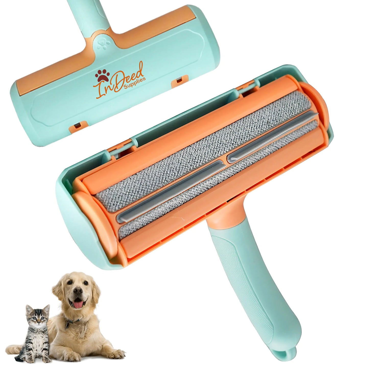 InDeed Supplies Pet Hair Remover Reusable Lint Rollers for Pet Hair Pet Roller Hair Remover Multi-Surface Dog & Cat Fur Remover Tool for Furniture Carpet Clothing Car Couch & Bedding