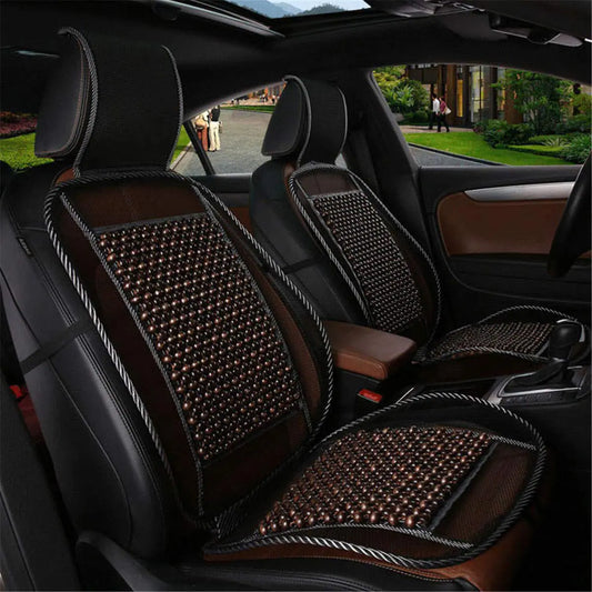 Wood Bead Car Seat Cover Cushion Cooling & Breathing Automotive Beaded Driver Seat Massager Cushion for Lower Back Pain