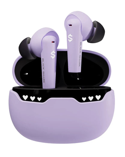 Black Shark Bluetooth Earbuds Wireless Earbuds with Emoji LED Light Gaming Earbuds with 45ms Ultra Low Latency Bluetooth 5.1 Music and Gaming Dual Modes 24H Playtime IPX5 Waterproof- Purple