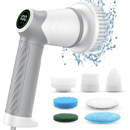 Kecoreay Electric Spin Scrubber Bathroom Full-Body IPX7 Waterproof Electric Cleaning Brush with 7 Replacement Heads Intelligent Shifting Shower Scrubber for Cleaning BathroomTile Floor