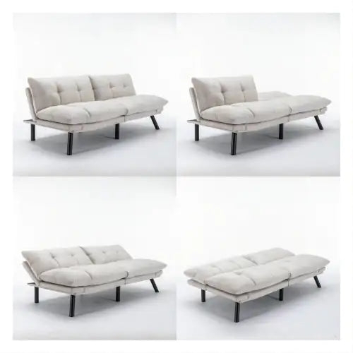 Cream Convertible Folding Modern Sofa Bed