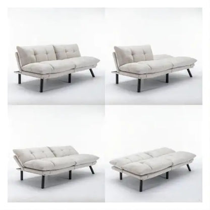 Cream Convertible Folding Modern Sofa Bed