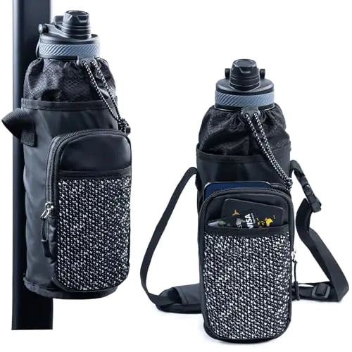 SPORJET Magnetic Gym Bottle Bag - Magnetic Bottle Holder - Gym Phone Holder - Bottle Sling Bag Gym Bag Essentials