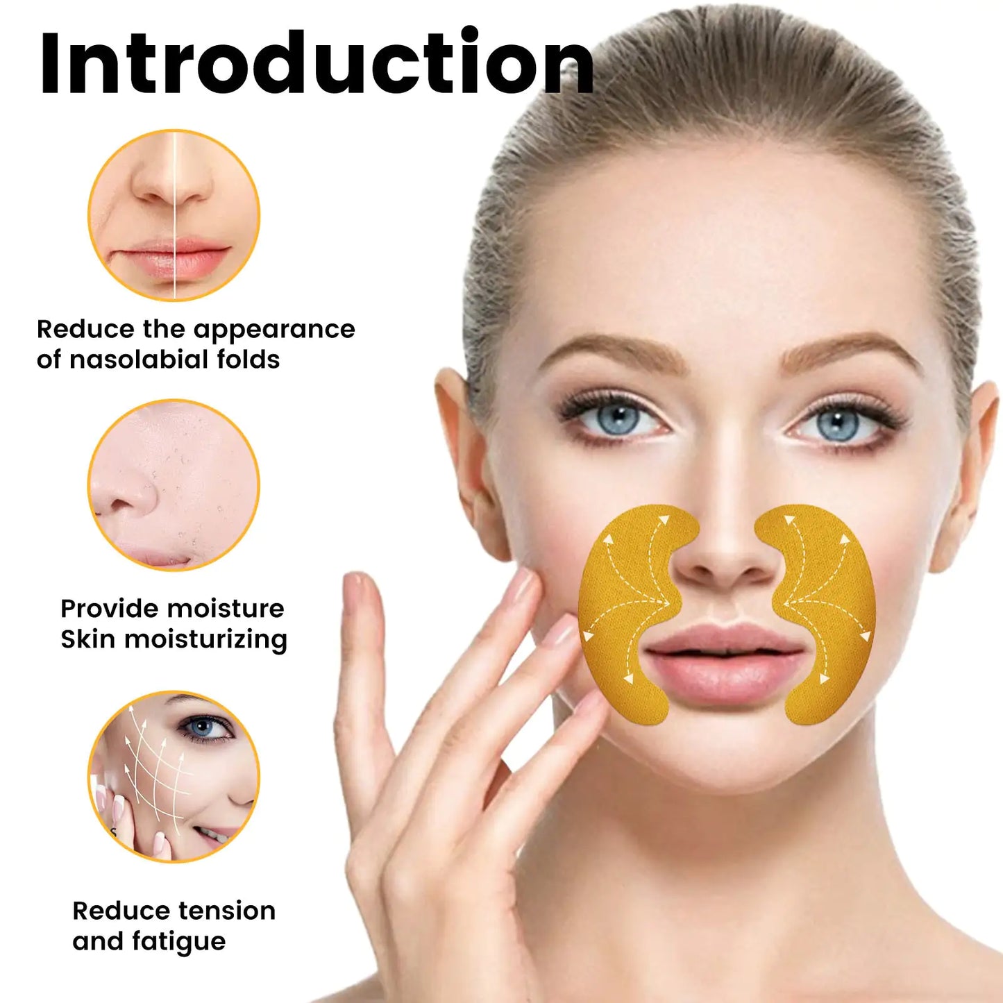 EELHOE Nasolabial Folds Patch, Fade Fine Lines Law Lines Lifting And Tightening Facial Skin Moisturizing And Hydrating