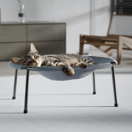 POMESEA Large Elevated Cat Hammock Bed with Dual-Sided Cover Glow-in-The-Dark Raised Pet Bed for Cats & Small Dogs All-Season Use Cat Bed for Indoor Cats