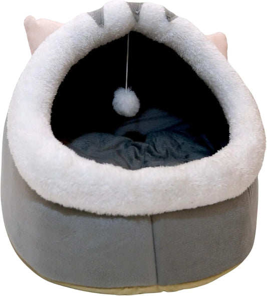 Cat Beds for Indoor Cats Modern Cat Bed Cave with Cover and Soft Removable Pillow Calming Pet Bed with non-slip bottom